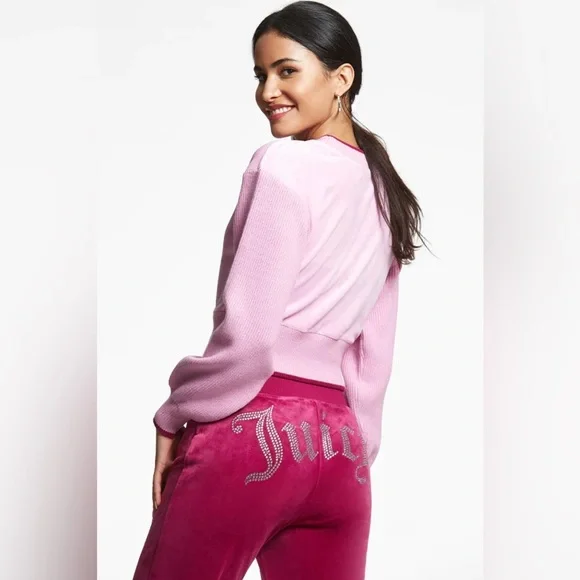 Juicy Couture Pink cropped velour sweater XS - Picture 4 of 5